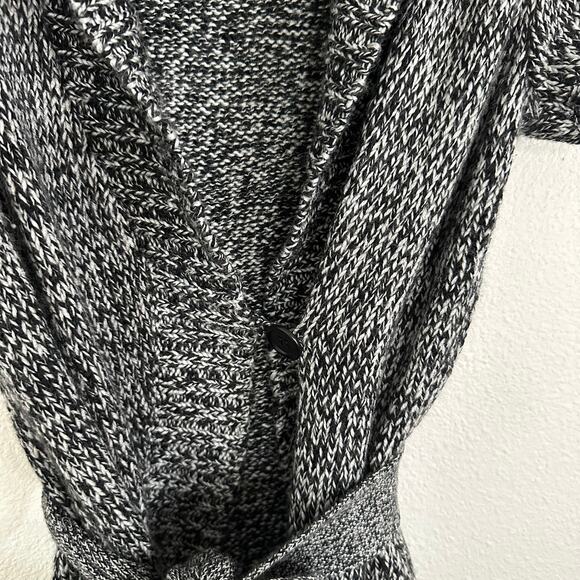 BCBGMaxazria Marled Shawl Cardigan‎ S Short Sleeve Belted Merino Wool Blend - Picture 3 of 8